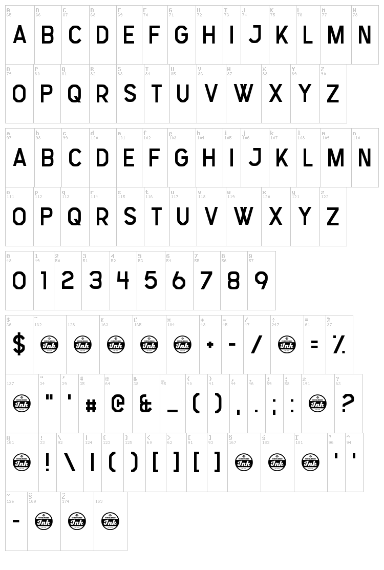 Stress Genesis font map